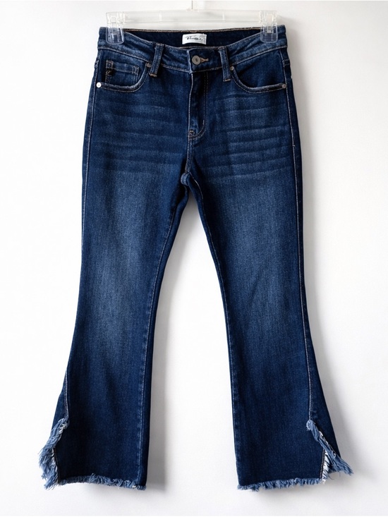 KANCAN Dark Wash Bootcut Jeans Frayed Hem Stretch Size 25 Flare Denim - Picture 7 of 16